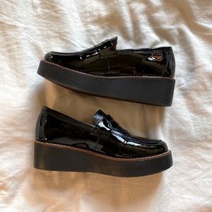 Anthropologie Llana Patent Leather Platform Loafers in  Black - Size 37 (6.5)